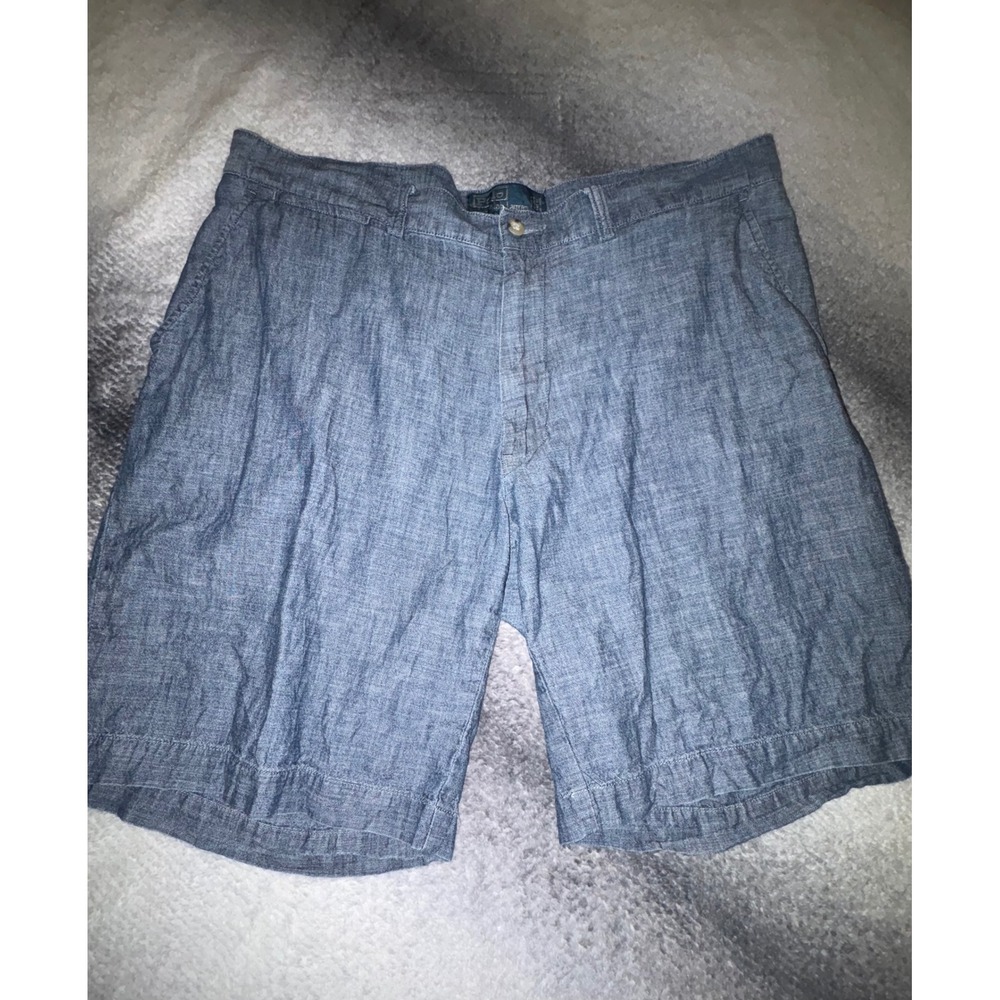 (A10) Polo Ralph Lauren Prospect Short Blue Chambray Cotton Mens 36 Flat Front